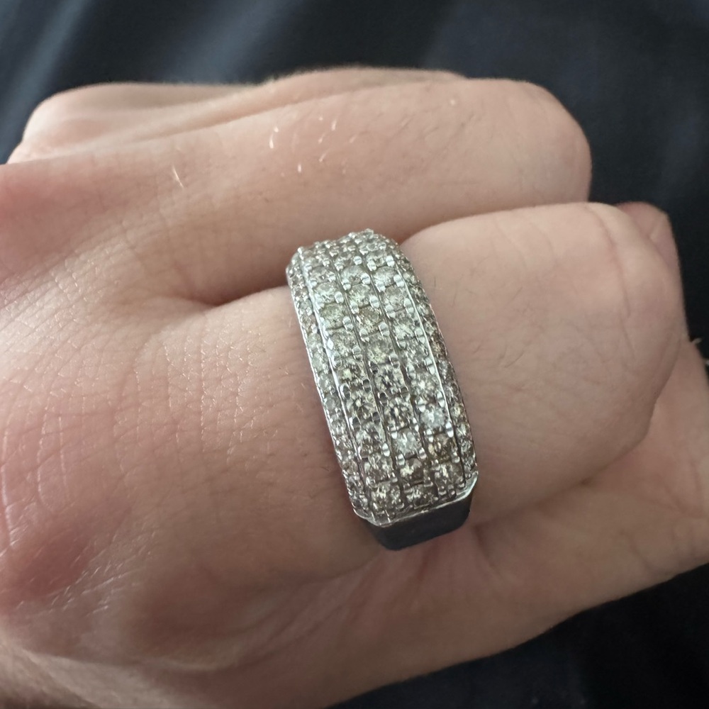10k white gold natural diamond ring 925 silver size 10